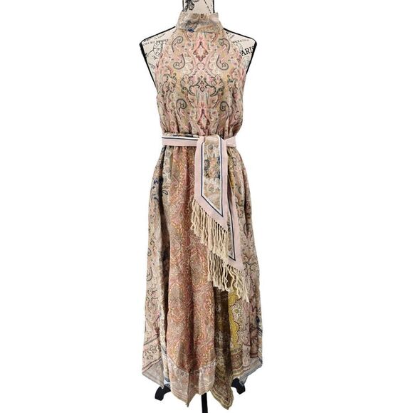 Zimmermann Freja Linen Halter Scarf Dress Size 3 - Picture 2 of 16